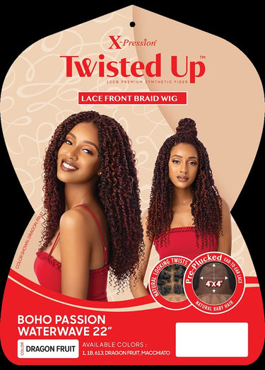 OUTRE X-PRESSION TWISTED UP BRAIDED LACE FRONT WIG 4X4 BOHO PASSION WATER WAVE 22